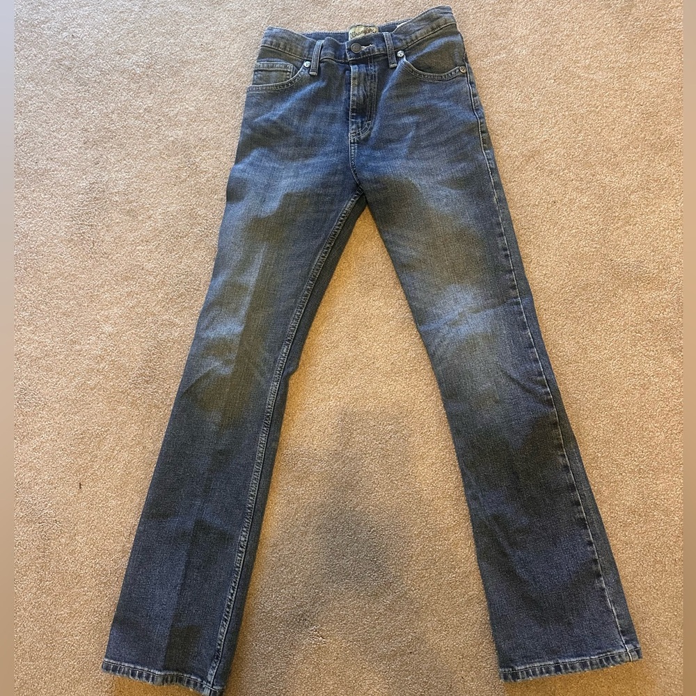 Wrangler 20x jeans youth boys size 14 slim adjustable waist medium wash